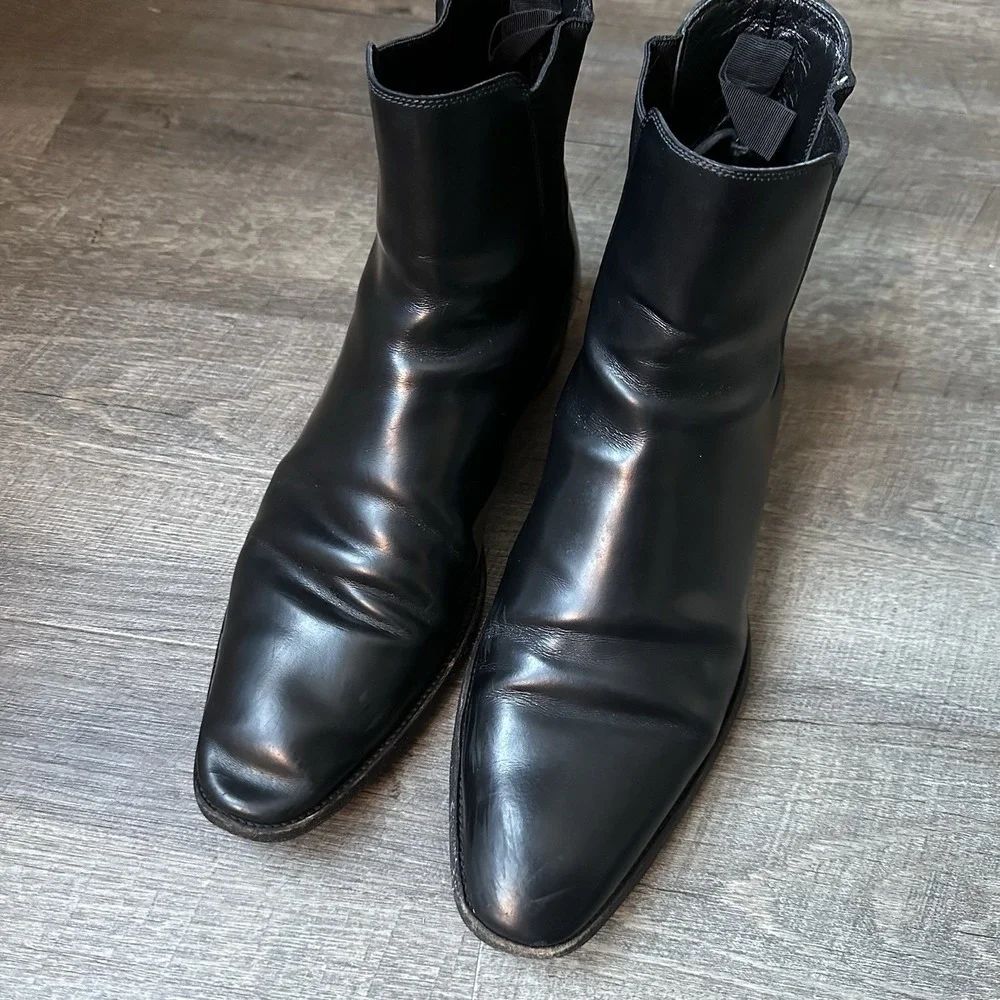 Hedi Slimane Saint Laurent Wyatt 44 US 11 Chelsea Men's Boots Leather Y2K YSL